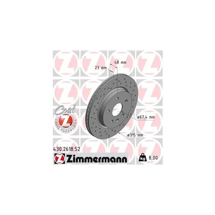 1 Zimmermann Sportbremsscheibe 430.2618.52 Chevrolet Malibu Opel Insignia Saab 9-5