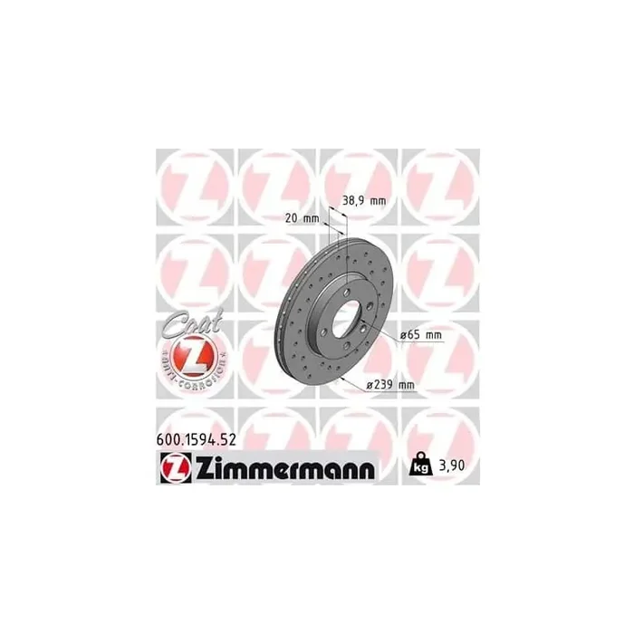 1 Zimmermann Sportbremsscheibe 600.1594.52 Audi Seat VW