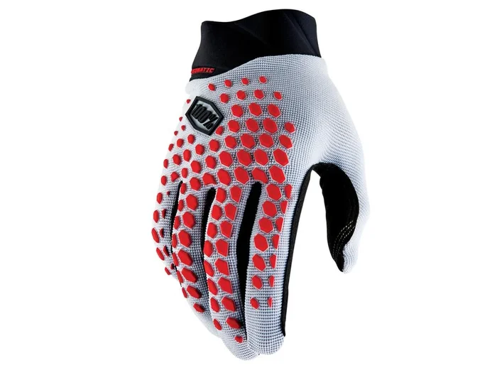 100% Geomatic Gloves Grey/Racer Red M