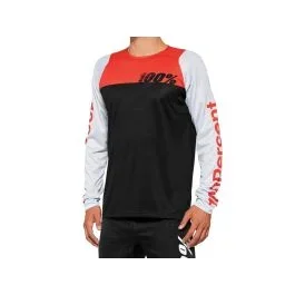 100% R-Core Langarm Fahrradtrikot (schwarz / rot)