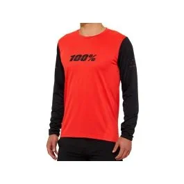 100% Ridecamp Langarm Fahrradtrikot (rot / schwarz)