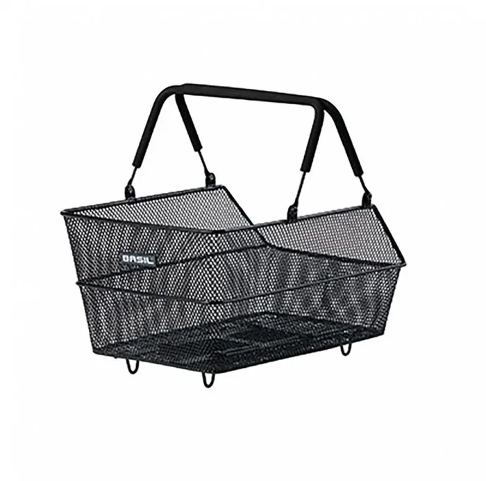 Basil Cento S MIK – feinmaschiger Stahl-Hinterradkorb mit MIK-Adapterplatte, schwarz, 11 L