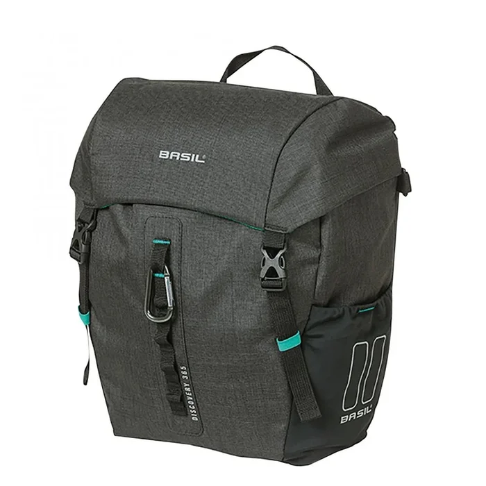 Basil Discovery 365D MIK Hooks Einzeltasche 9 Liter – wasserabweisend, mit Regenhülle, Karabiner, Schultergurt & Klettbefestigung