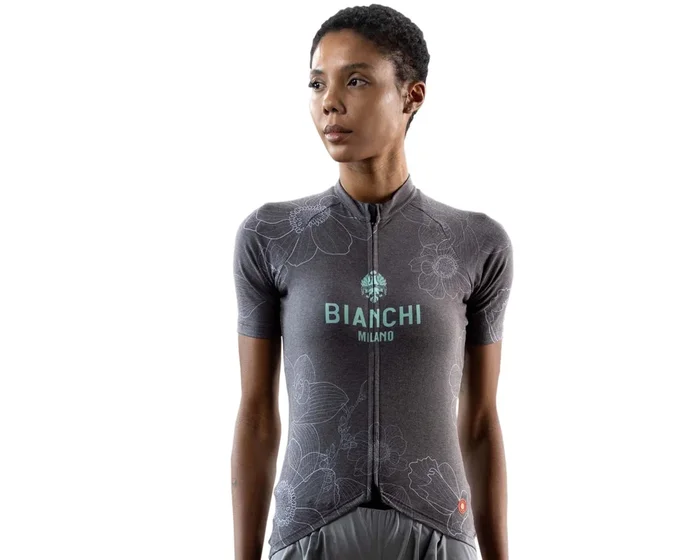 Bianchi Milano Lifestyle Gravel Damen Trikot kurzarm | grey flower
