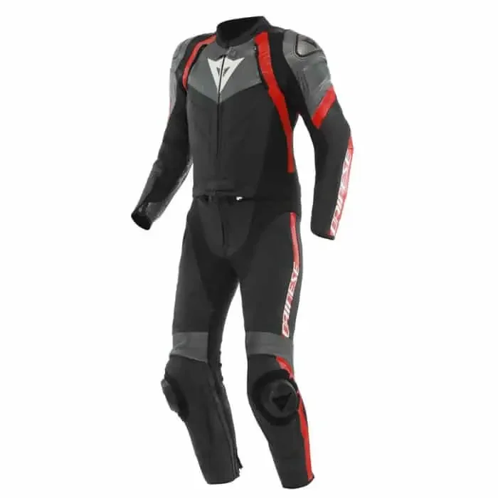 Dainese Avro 4 Lederkombi schwarz-grau-rot 54