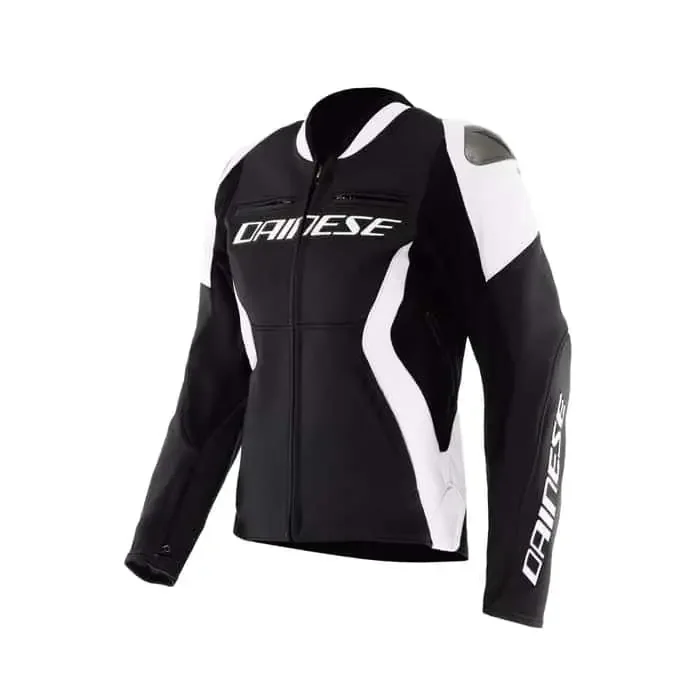 Dainese Racing 5 Damen Lederjacke schwarz-weiß 42L