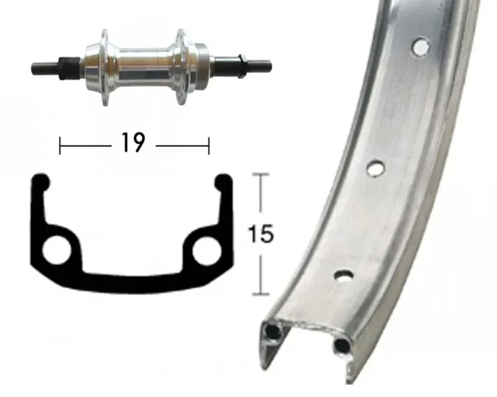 Hinterrad Alu 20×1.75 Zoll, Zkr; Va, si Niro | silber 45-406