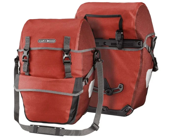 Ortlieb Bike-Packer Plus QL2.1 – 2x 21 Liter wasserdichte Fahrradtaschen (Paar) | salsa-dark chili