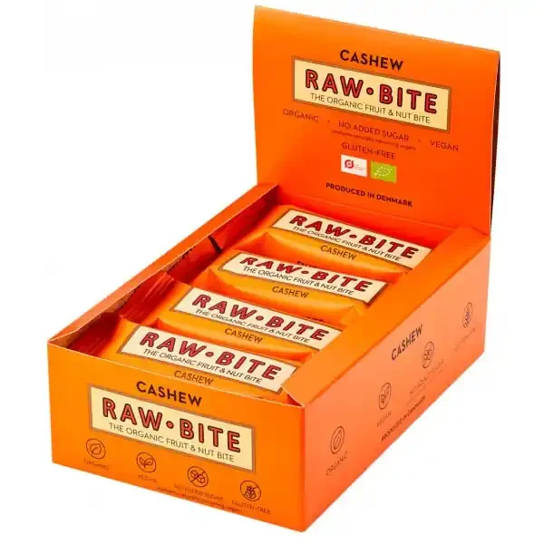 Raw Bite The Organic Fruit Nut Bite Energieriegel vegan Box (12 x 50 g) Cashew