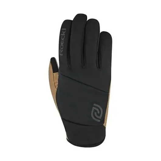 Roeckl Valepp Primaloft extra warm Fahrrad Handschuhe lang schwarz-beige 6,5