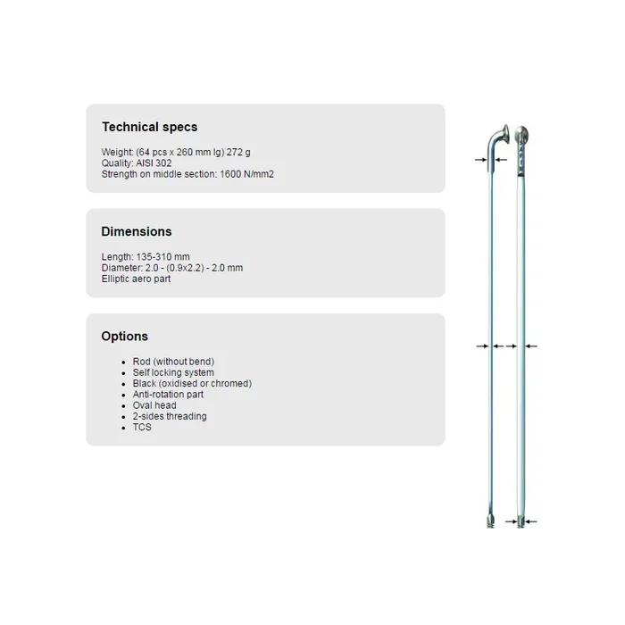 Sapim CX-Ray Speiche 90° | QS: Ø 2,0x (2,3 x 0,9) x 2,0 mm | 1600 N/mm2 | schwarz