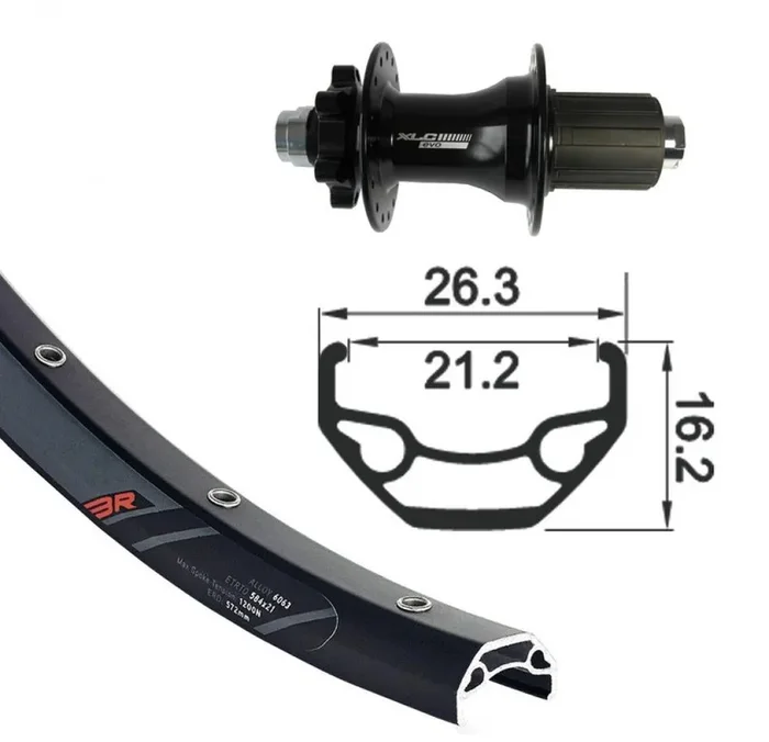 XLC Laufrad|Hinterrad 27.5 Zoll 6-Loch schwarz Steckachse 12 mm 32-Loch Rodi Black Rock Disc schwarz Niro-Speichen schwarz